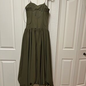 Fashion Nova Khaki Dress with Chic Zipper